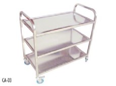 Stainless steel support cart with three shelves
