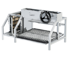 Stainless steel grill with steering wheel and built-in brazier