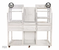 Parrilla Inox Duplo com Volante, Braseiro Central e Base